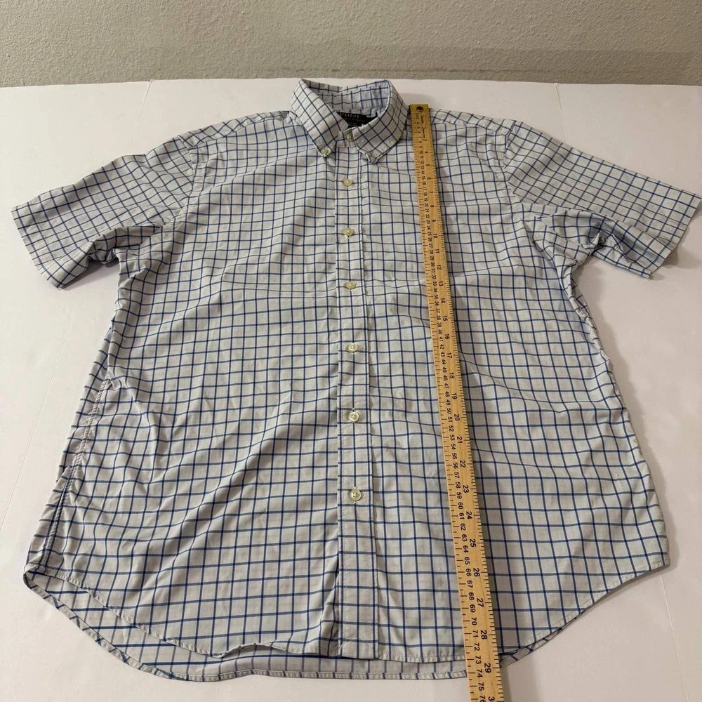 Polo Ralph Lauren Mens Large Classic Fit Performance Shirt Blue White Check